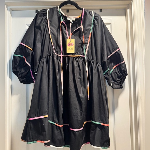 entro Dresses & Skirts - NWT Entro Black Mini Dress with Colorful Trim Size Medium